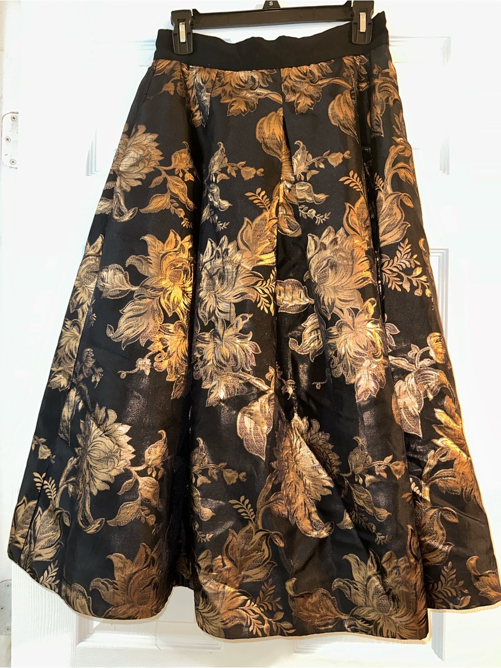 White House Black Market Midi Skirt golden bouquet